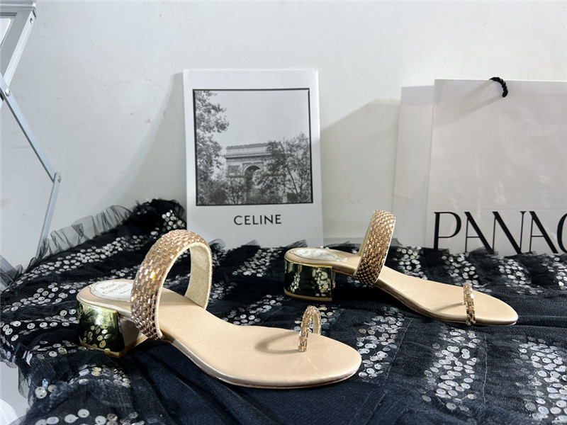 Rene Caovilla Heels Dupe low heel flat flip flop sandals