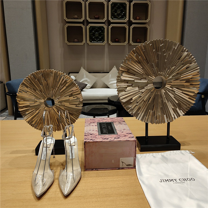 J1m*y Ch00 Crystal Chain Heeled Sandals