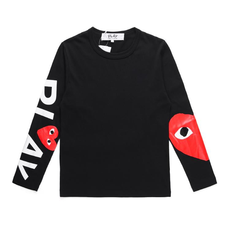 COMME DES GARCONS CDG Play Lone Sleeve T Shirt Black White