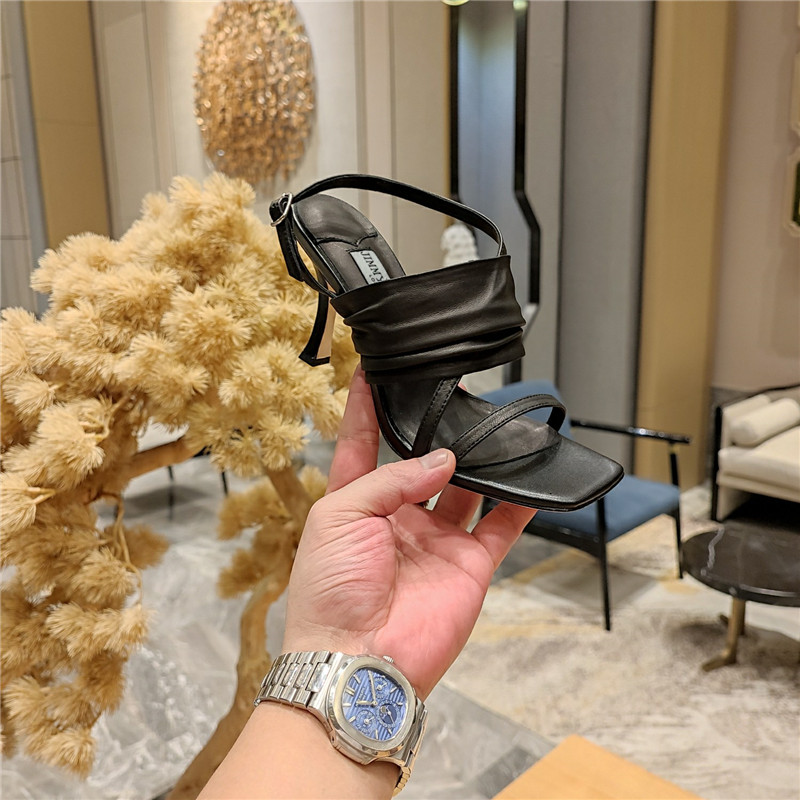 J1m*y Ch00 High Heel Square Toe Sandals