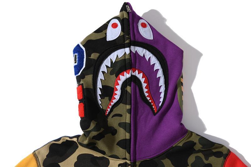 BAPE 1st Camo Crazy Shark Full Zip Hoodie Multi
