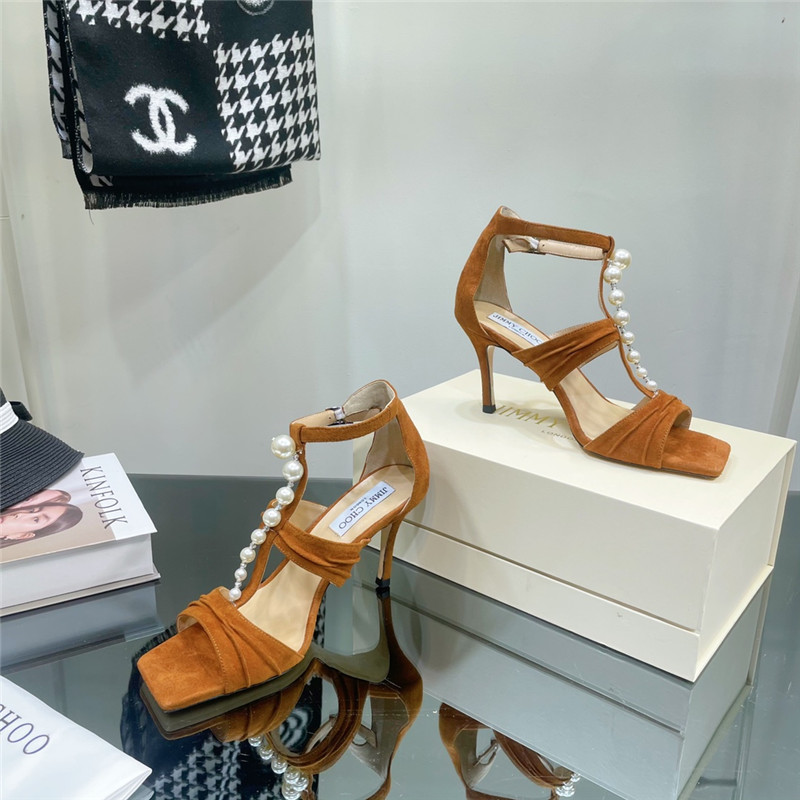 J1m*y Ch00 pearl heel sandals