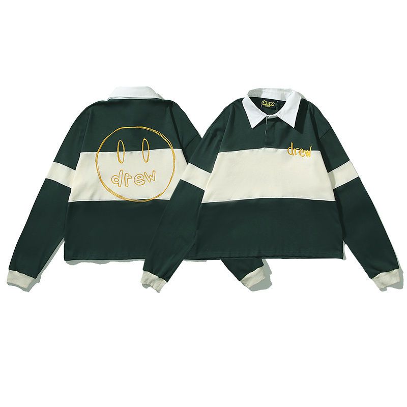 Drew Shirt Collar Long Sleeve T-shirt Olive Green