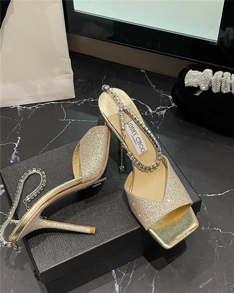 J1m*y Ch00 new ice fish mouth high-heeled sandals