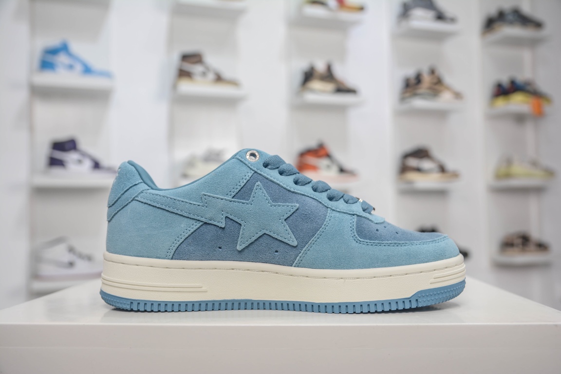 A Bathing Ape Bape Sta Low Blue Suede