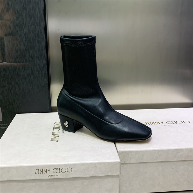 J1m*y Ch00 logo block heel square toe ankle boots