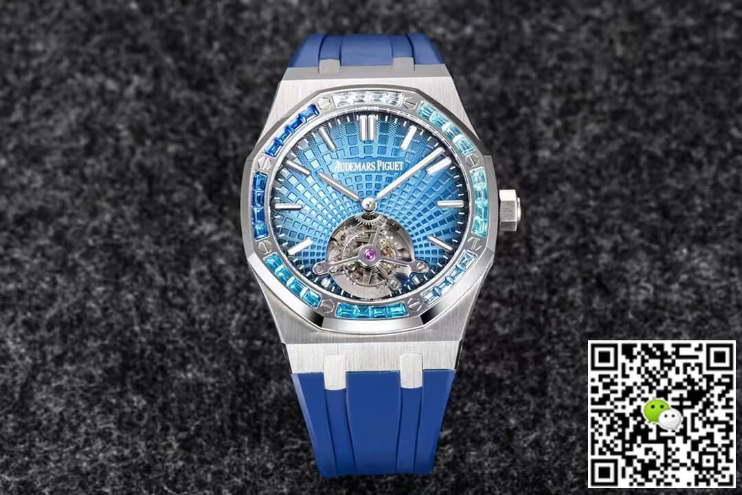 Replica Audemars P1g*et Royal Oak Tourbillon 1:1 Best Edition R8 Factory V3 Blue Rubber Strap