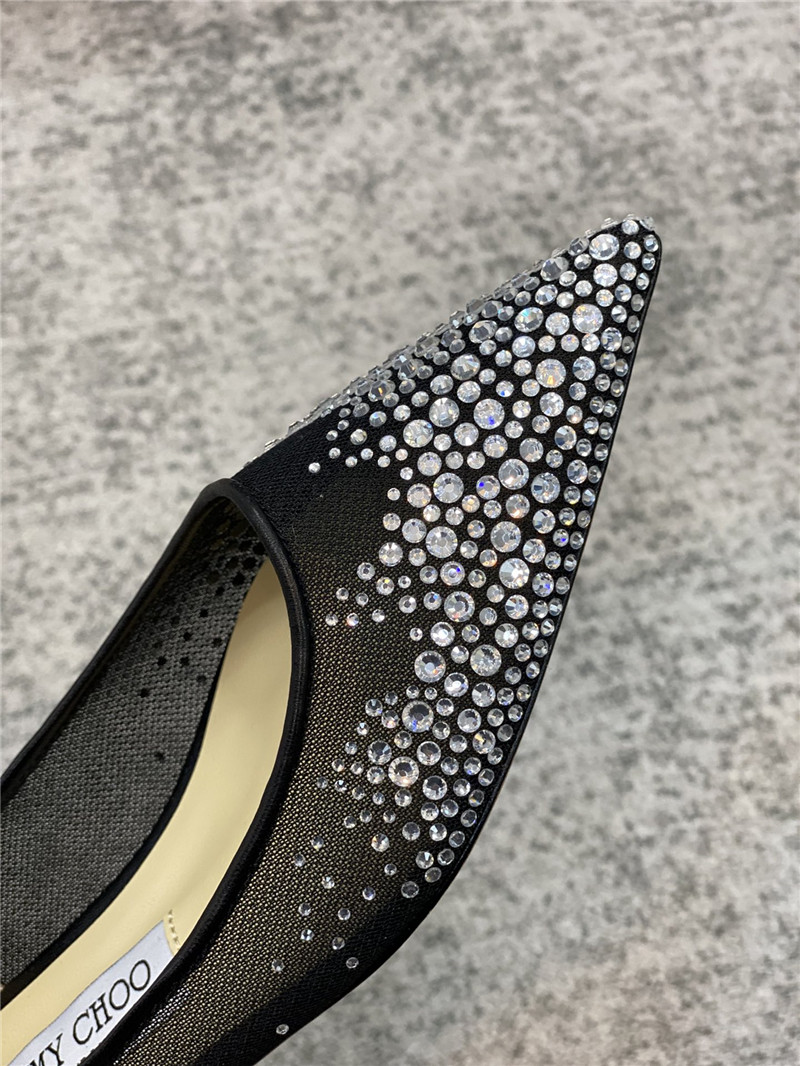 J1m*y Ch00 jc mesh hot D1am0nd high-heeled shoes