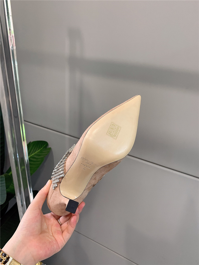 J1m*y Ch00 Pearl Heels Dupe rhinestone high-heeled boots