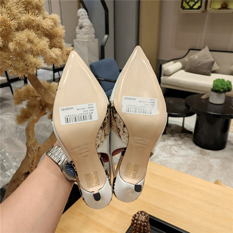 J1m*y Ch00 high-heeled hollow leather style pointed sandals