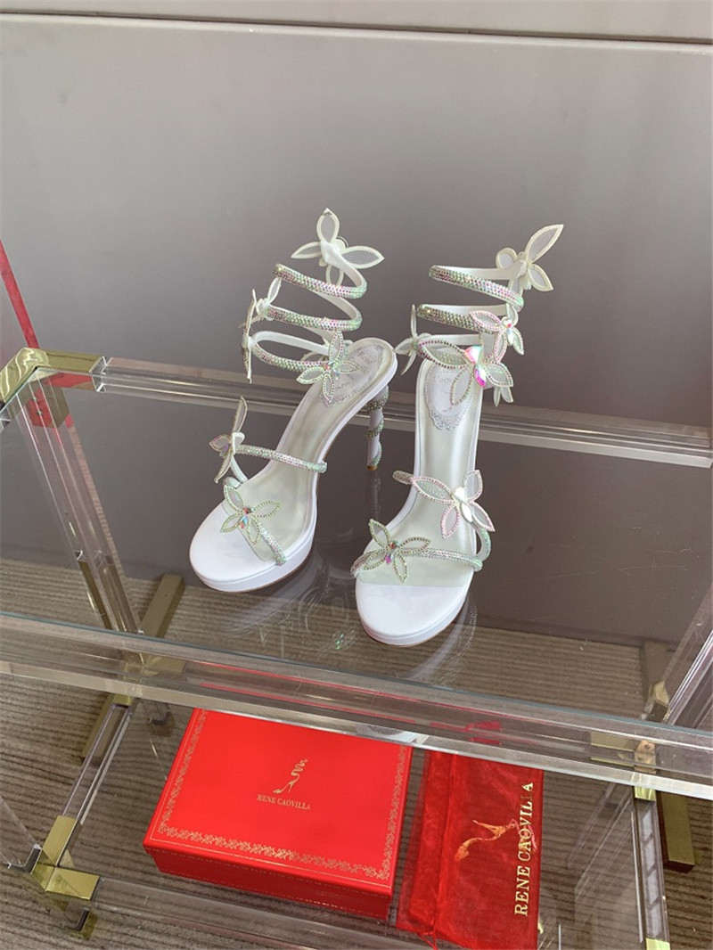 rene caovilla crystal butterfly high heel sandals