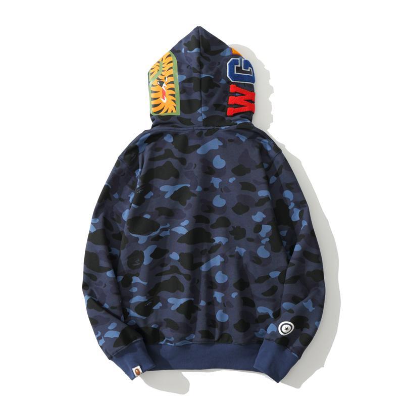 Bape Full Zip Shark Camo Pullover Hoodie Blue Purple Red