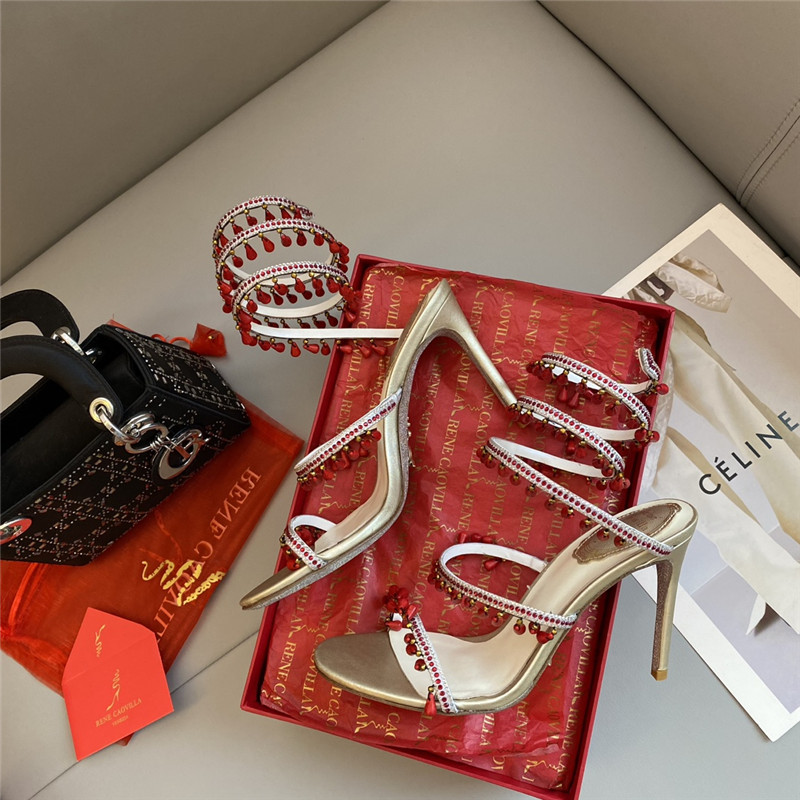 Rene Caovilla Classic Snake Wrap Sandals