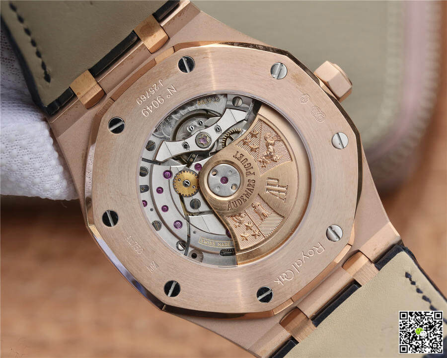 Replica Audemars P1g*et Royal Oak 15400 1:1 Best Edition OM Factory Rose Gold Leather Strap