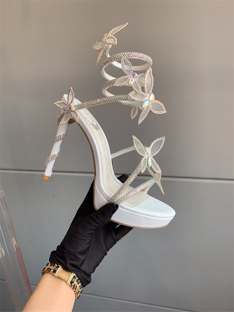 rene caovilla crystal butterfly high heel sandals