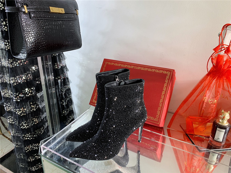 Rene Caovilla drilled pointed high heel booties