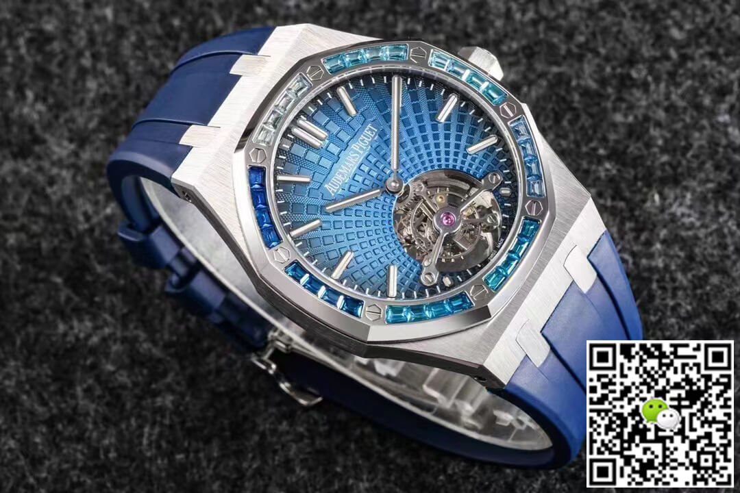 Replica Audemars P1g*et Royal Oak Tourbillon 1:1 Best Edition R8 Factory V3 Blue Rubber Strap
