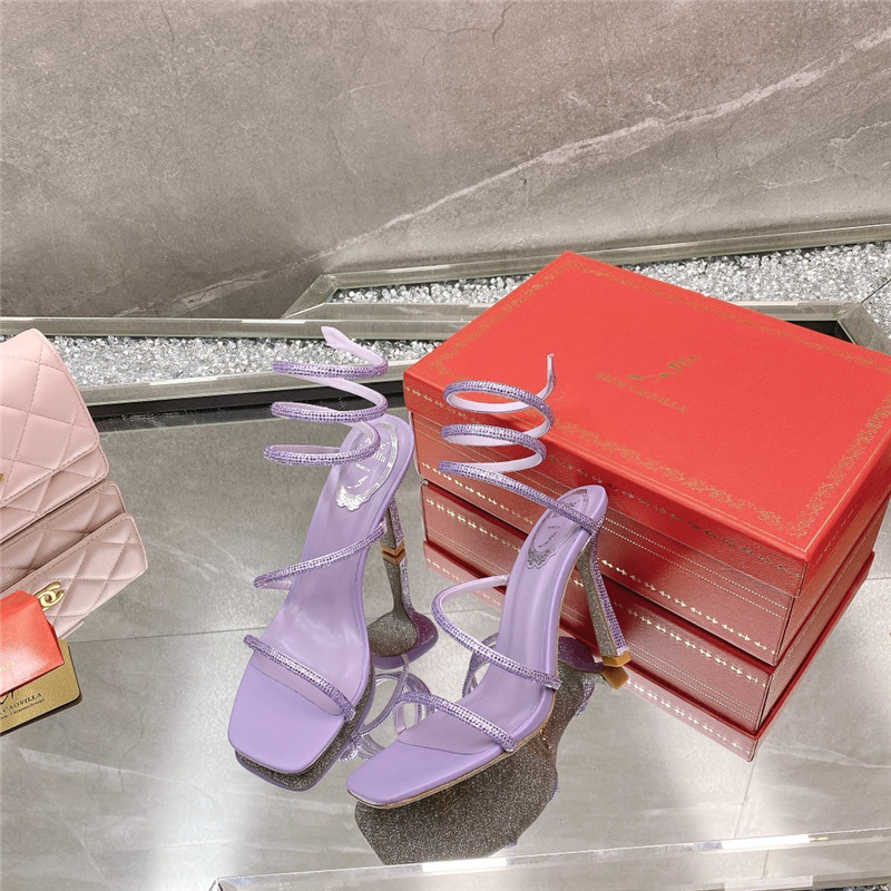 Rene Caovilla Dupe R C diagonal strap rhinestone inlaid sandals