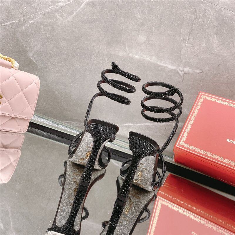 Rene Caovilla Dupe R C diagonal strap rhinestone inlaid sandals