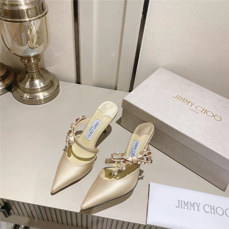 J1m*y Ch00 bow heels dupe Bow High Heel Sandals Slippers