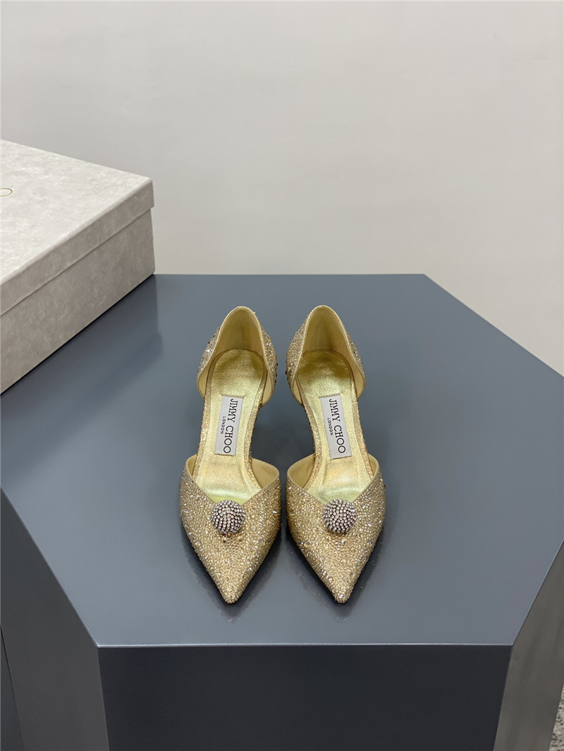 J1m*y Ch00 jc high-heeled crystal slipper shoes