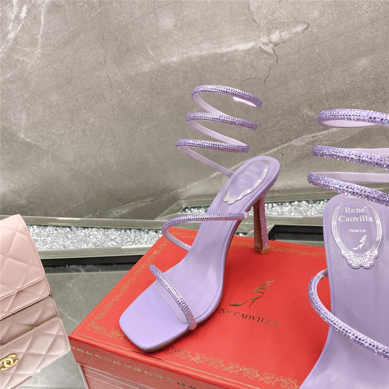 Rene Caovilla Dupe R C diagonal strap rhinestone inlaid sandals