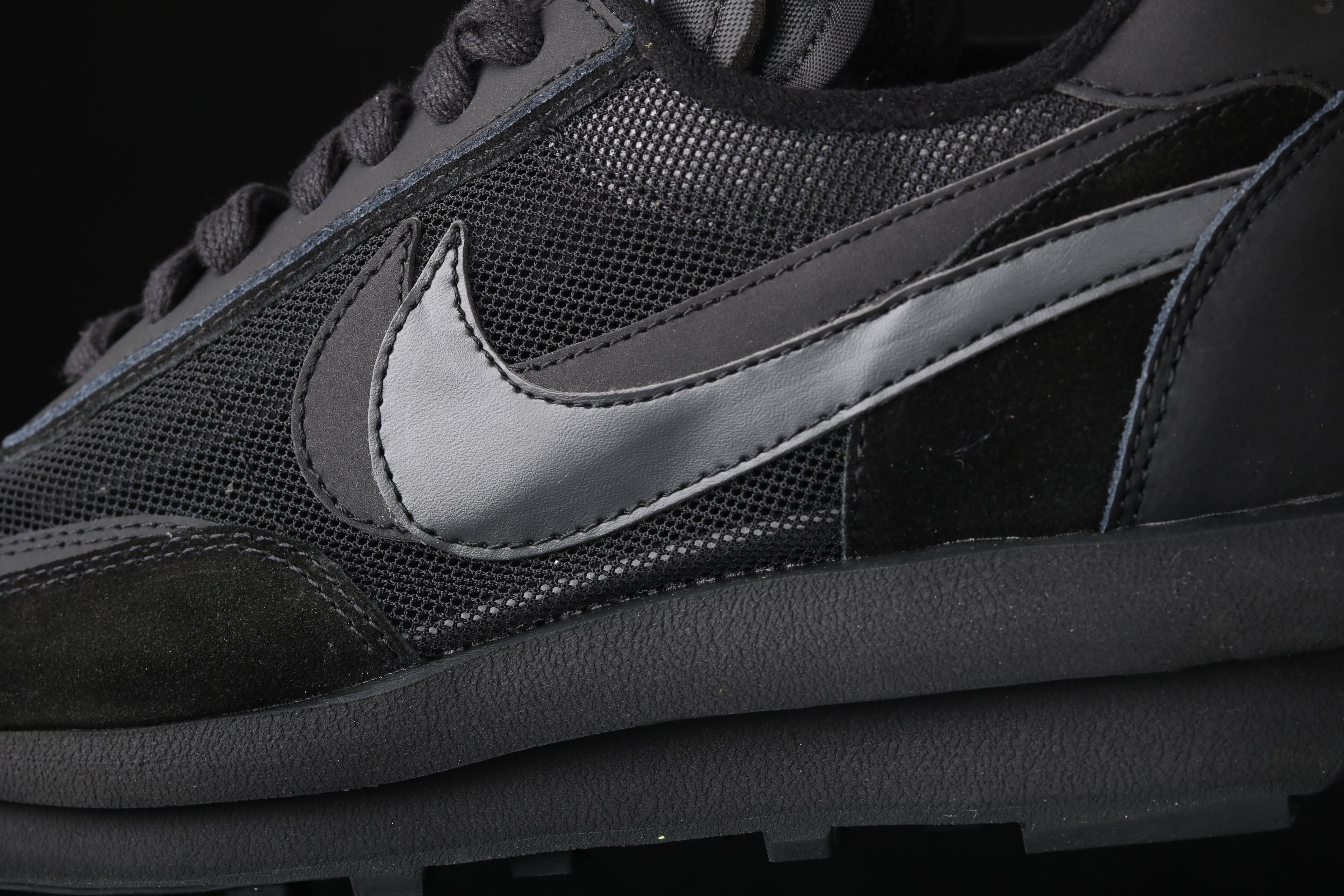 Sacai x Nk LVD Waffle Daybreak, White Black Nylon