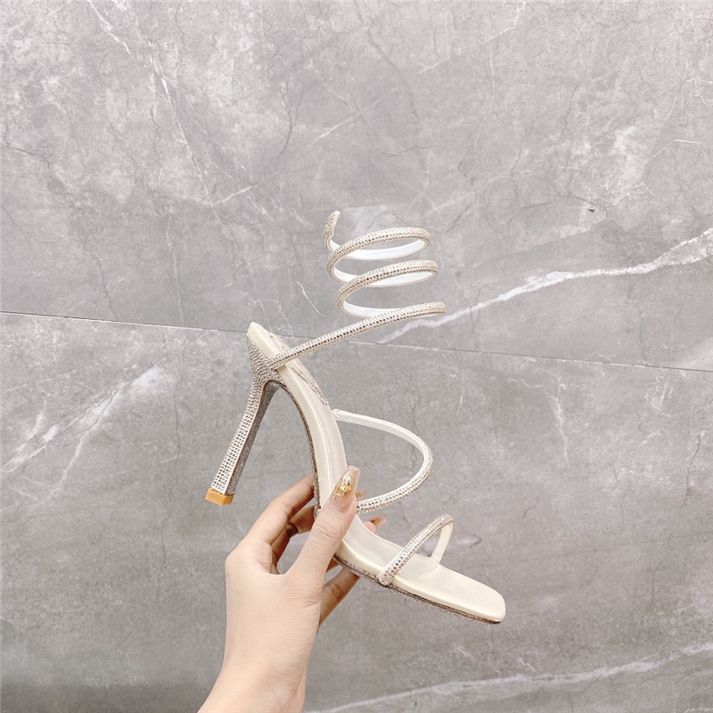 Rene Caovilla Dupe diagonal strap rhinestone inlaid sandals