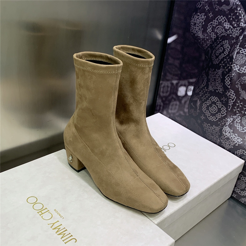 J1m*y Ch00 logo block heel square toe ankle boots