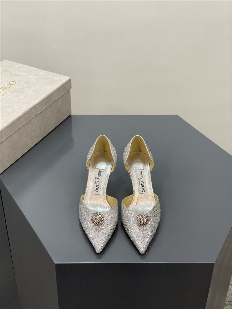 J1m*y Ch00 jc high-heeled crystal slipper shoes