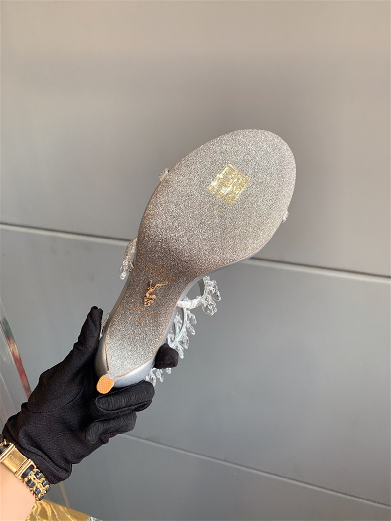 rene caovilla crystal pendant heeled sandals