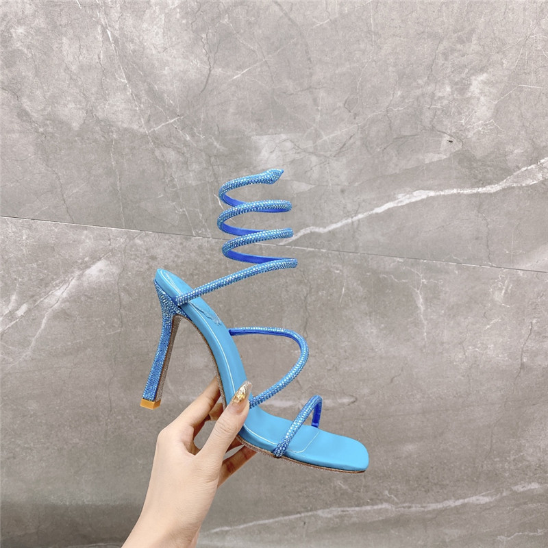 Rene Caovilla Dupe R C diagonal strap rhinestone inlaid sandals