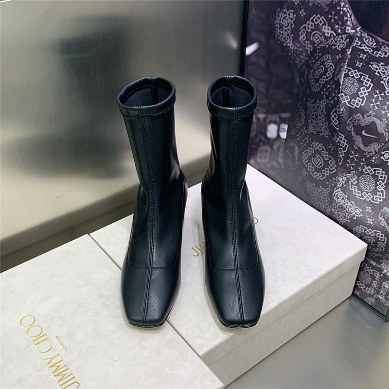 J1m*y Ch00 logo block heel square toe ankle boots