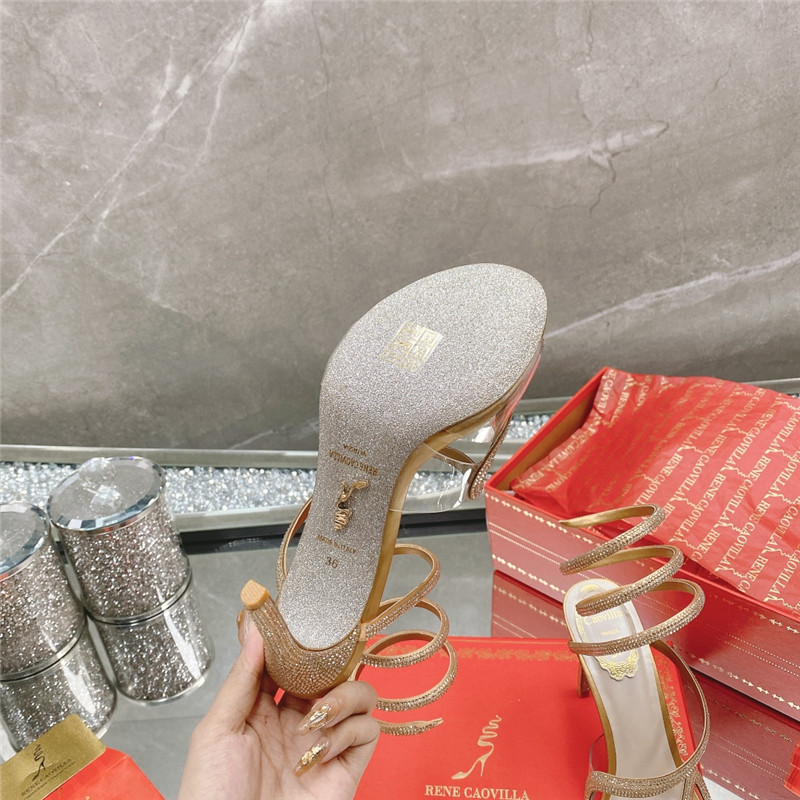 Rene Caovilla Dupe snake crystal high heel sandals