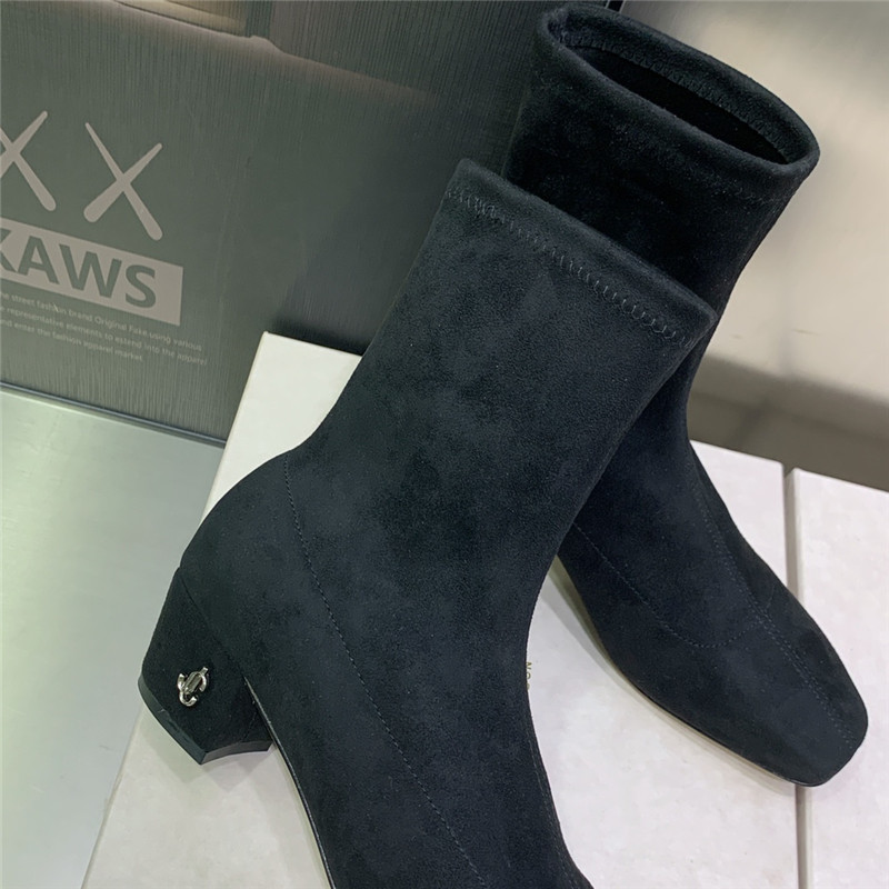 J1m*y Ch00 logo block heel square toe ankle boots