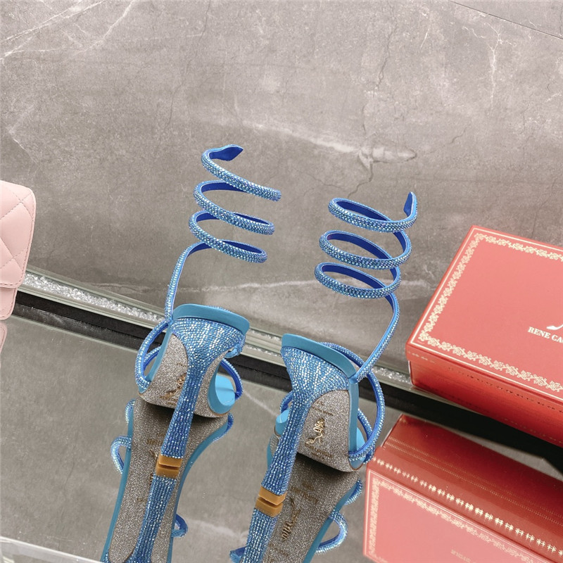 Rene Caovilla Dupe R C diagonal strap rhinestone inlaid sandals