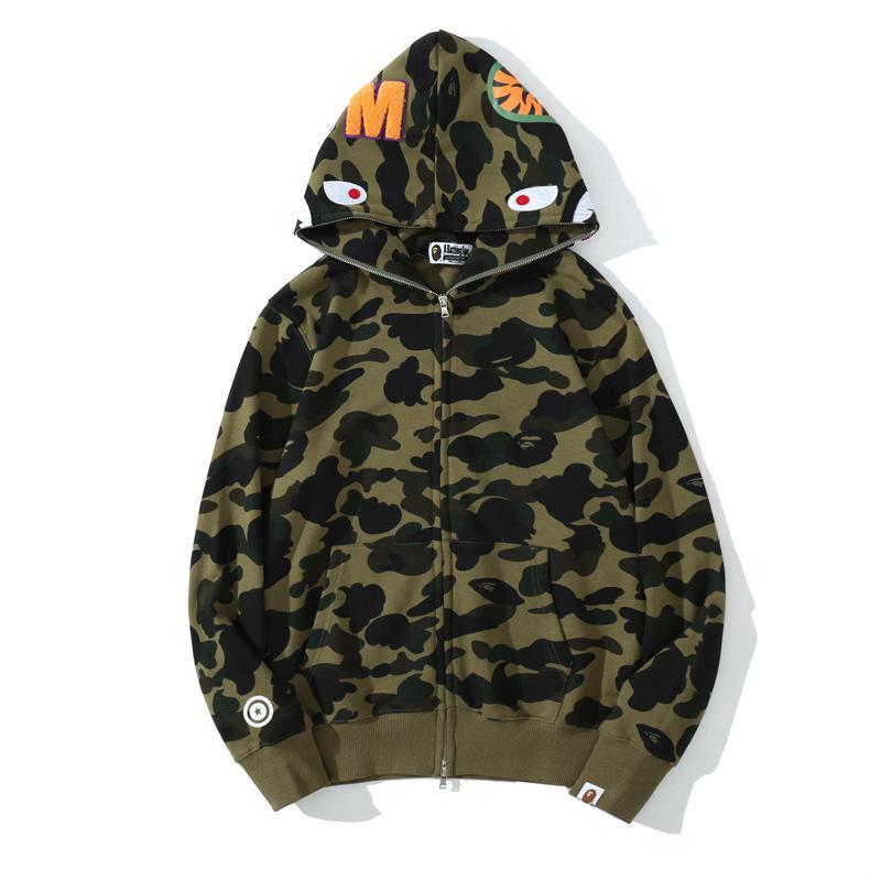 Bape Shark Hoodies Classical Camo Full Zipper Sweatshirts