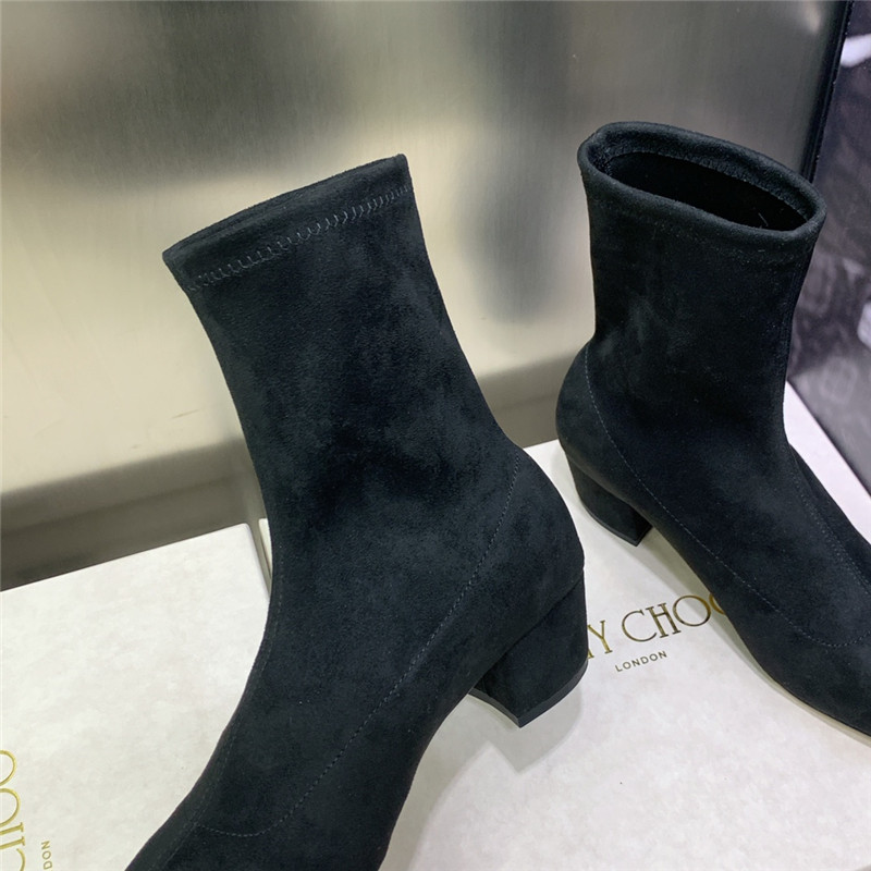 J1m*y Ch00 logo block heel square toe ankle boots