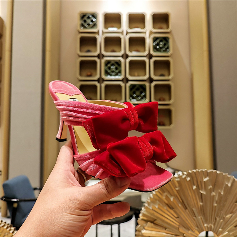 J1m*y Ch00 bow heels dupe bow crinkle sandals