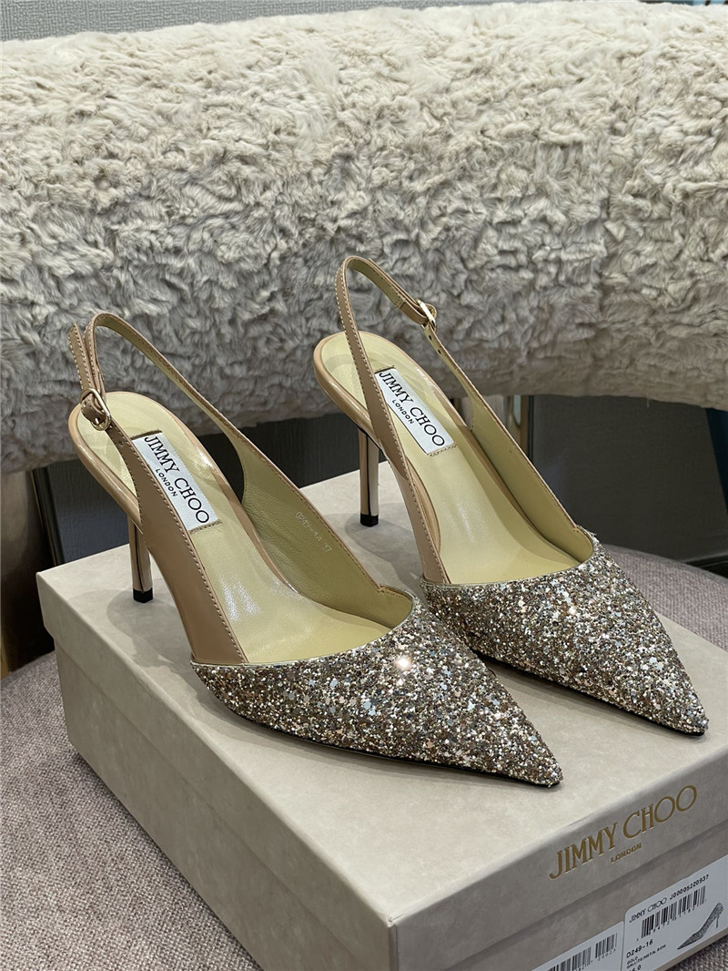J1m*y Ch00 heel slingback sandals