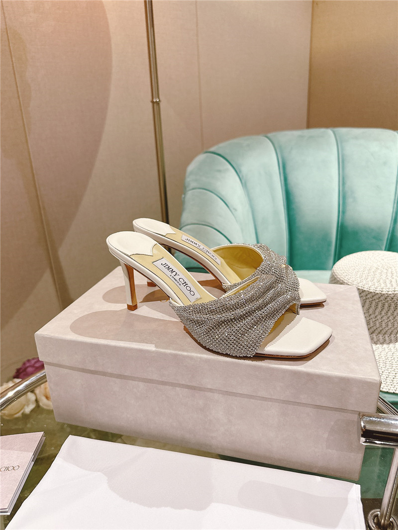 J1m*y Ch00 Pearl Heels Dupe Rhinestone High Heel Slippers