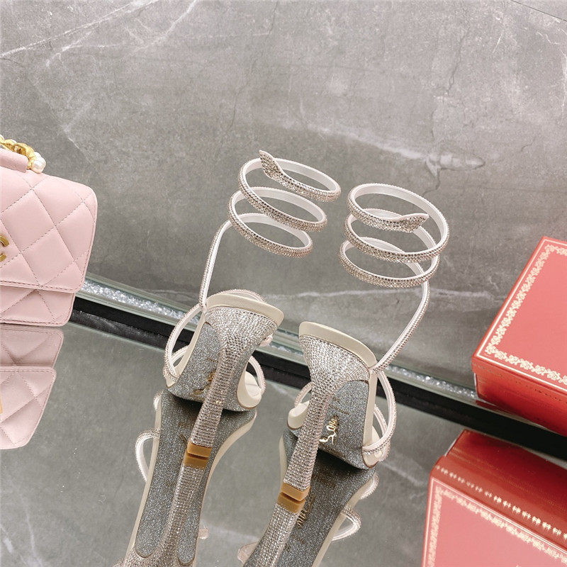 Rene Caovilla Dupe diagonal strap rhinestone inlaid sandals