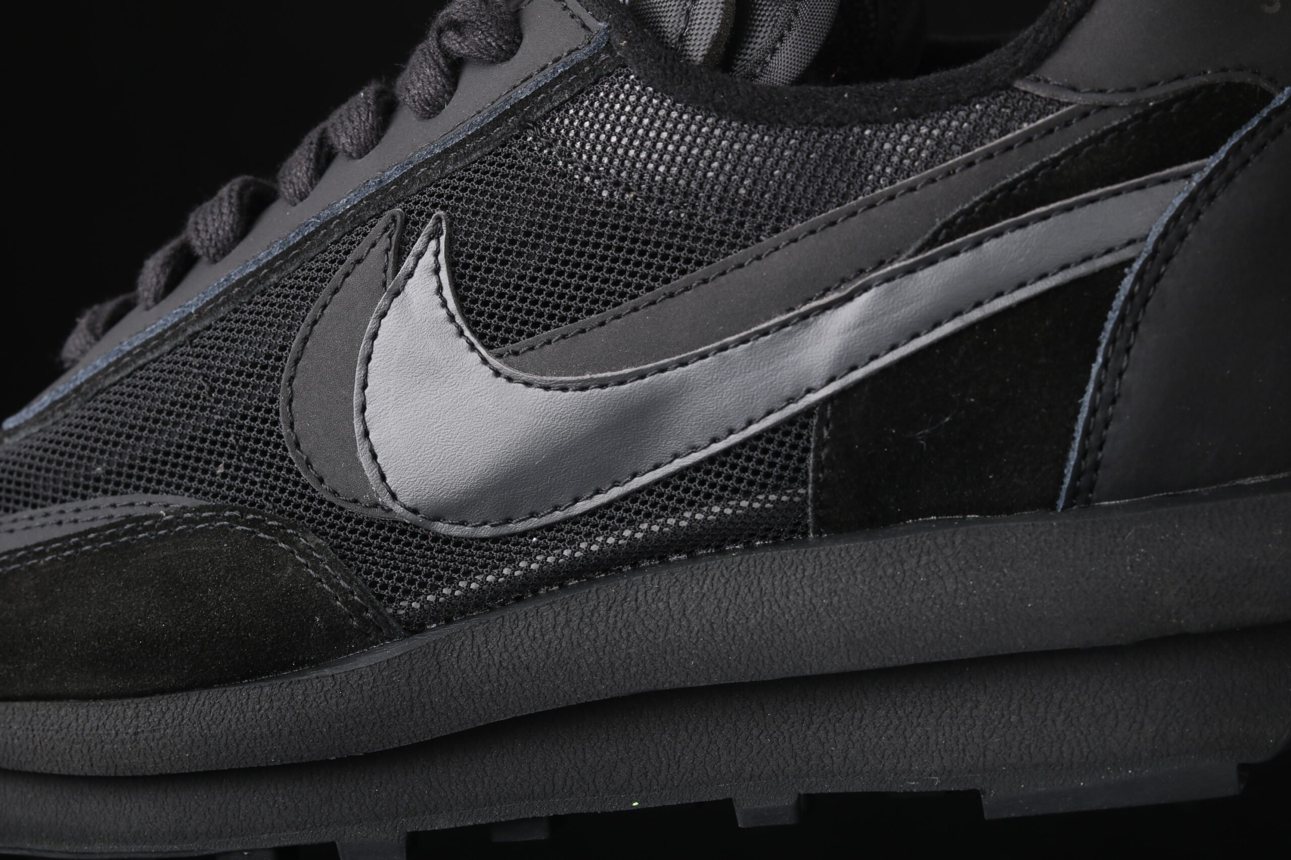 Sacai x Nk LVD Waffle Daybreak, White Black Nylon