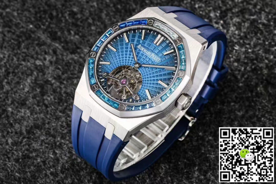 Replica Audemars P1g*et Royal Oak Tourbillon 1:1 Best Edition R8 Factory V3 Blue Rubber Strap