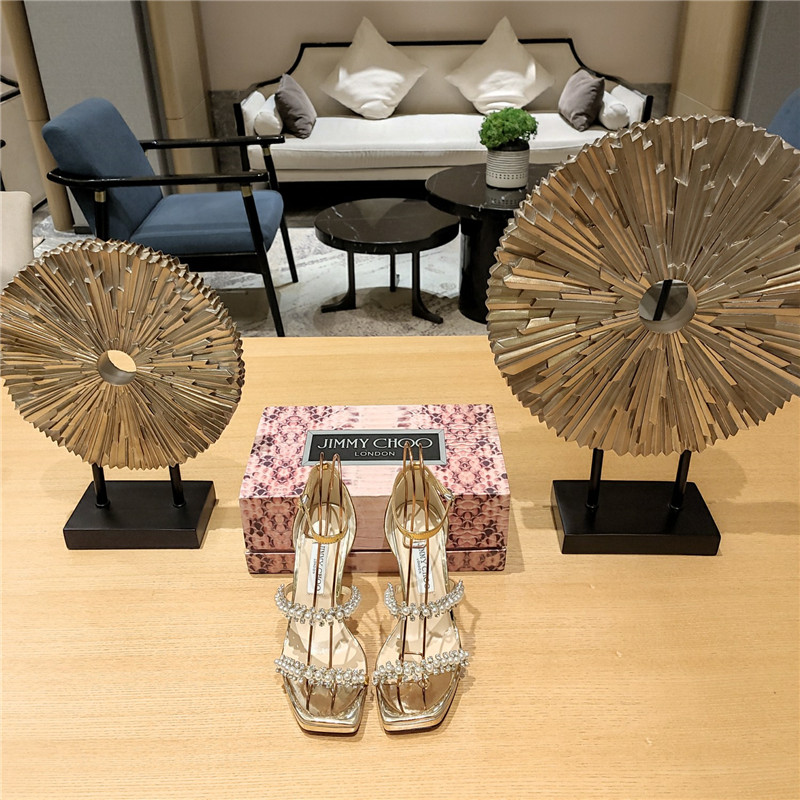 J1m*y Ch00 high heel D1am0nd chain sandals