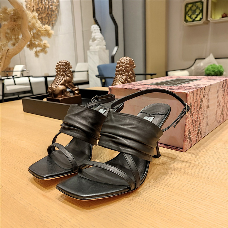 J1m*y Ch00 High Heel Square Toe Sandals