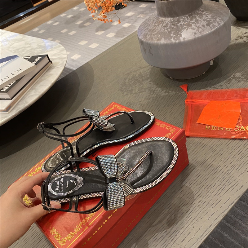 rene caovilla flip flops bow flat sandals