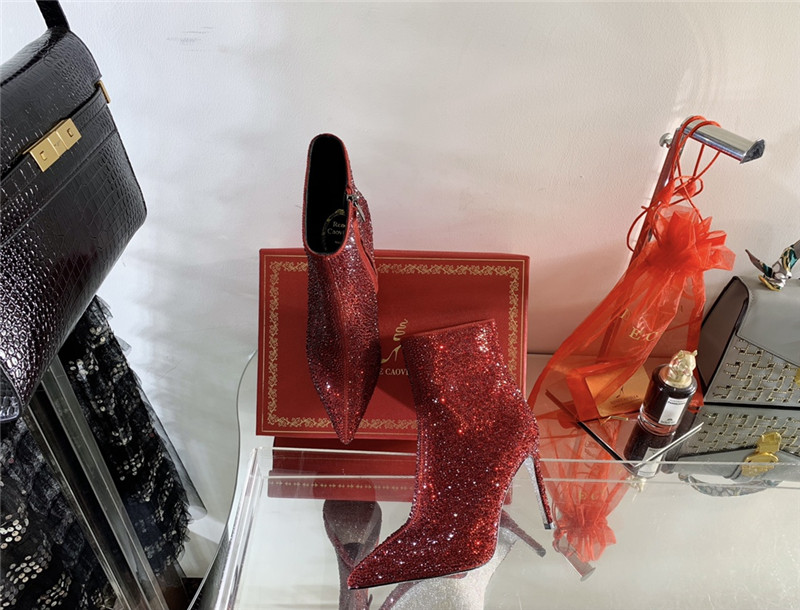 Rene Caovilla drilled pointed high heel booties