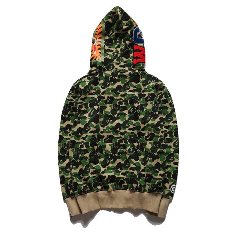 Bape Full Zip Shark Camo Hoodie Blue Green Red