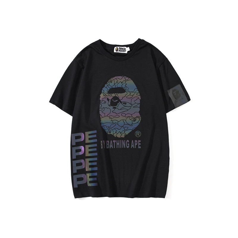 Bape Graffiti Reflective Ape Head Cotton T Shirt 1683